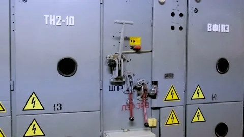 Electrical control panel in substation in manufacturing industrial plant Stock-Footage 140851059