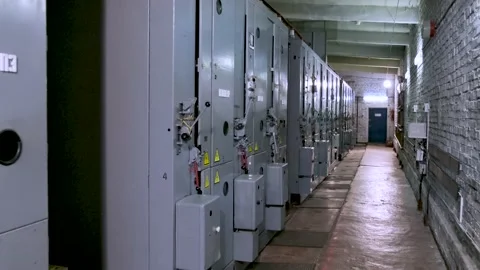Electrical control panel in substation in manufacturing industrial plant Stock Footage 140851876