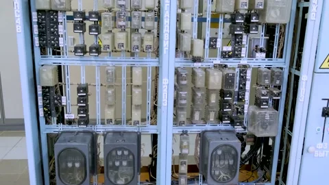 Electrical control panel in substation in manufacturing industrial plant 库存影片 140852447