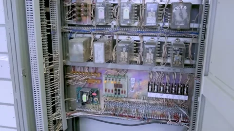 Electrical control panel in substation in manufacturing industrial plant Video stock 140852483