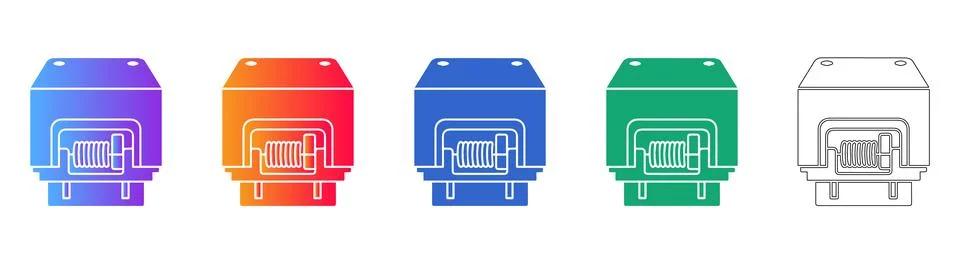 Electrical Controller Unit Icons Set Illustrazione stock