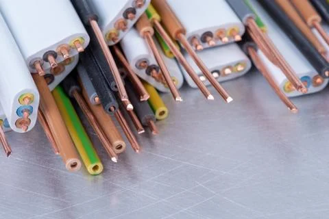 Electrical copper cable and wire Stock Photos