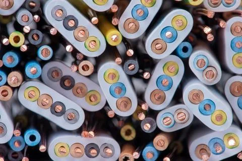 Electrical copper cable and wire Stock Photos