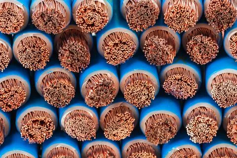 Electrical copper cable cross section Stock Photos