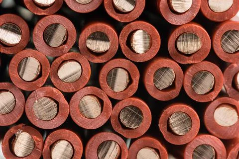 Electrical copper wire cross section Stock Photos