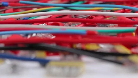 Electrical copper wires in colored insulation. Stock Footage 339300951