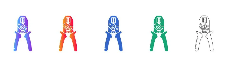 Electrical Crimping Tool Icon Collection Stock Illustration