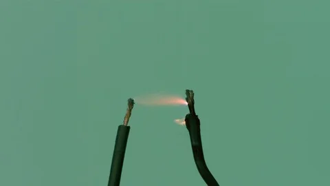 Electrical Current Between Two Wires, Green Screen HD Video Stock Footage 91584628