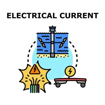 Electrical current generating, transmitting energy concept Stock Illustration