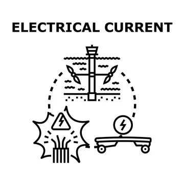 Electrical current generating, transmitting energy concept Stock Illustration