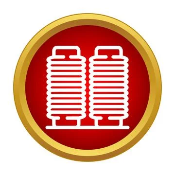 Electrical current inductor coils on red gold icon Stock Illustration