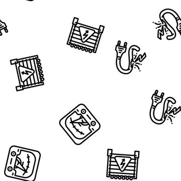 Electrical danger voltage seamless pattern vector Illustrazione stock