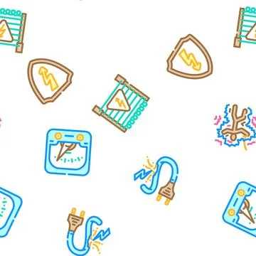 Electrical danger voltage seamless pattern vector Stock Illustration