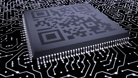 Electrical data moves across the circuit board to the mobile processor Stock Footage 132899896