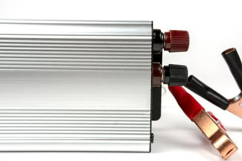 Electrical device for converting electric current complete with terminals Stock Photos