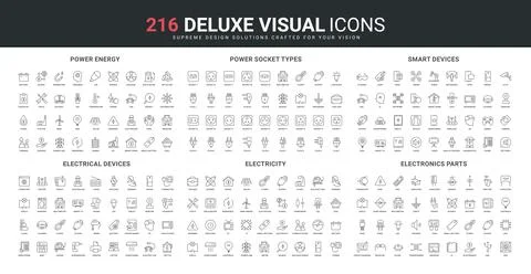 Electrical device, electronic parts, socket and plug type, power and energy line Illustrazione stock
