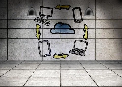 Electrical devices in grey room Stockillustratie