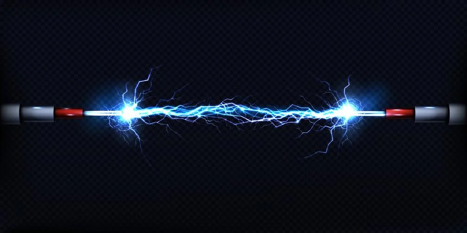 Electrical discharge between power cables Illustrazione stock