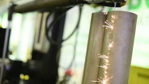 Electrical discharge machine. Precision metal processing by spark wire eroding Stock Footage 131396915