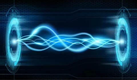 Electrical discharge or plasma arc on futuristic HUD background. Stock-Illustration