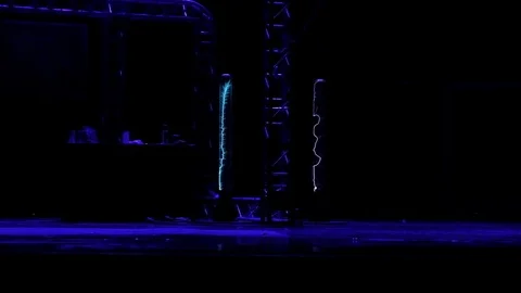 Electrical discharges in glass flasks Stock Footage 80656132