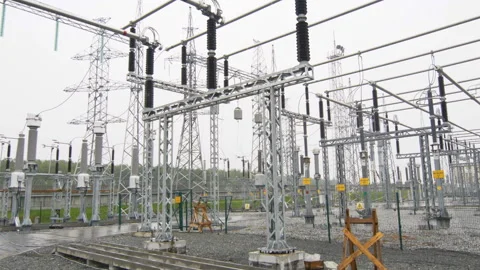 Electrical distributing station with modern equipment Vídeo Stock 91065652