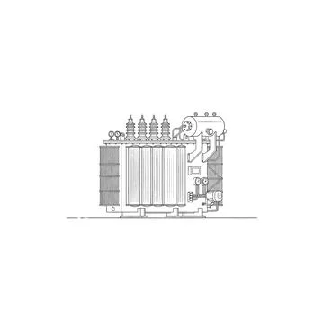 Electrical distribution cabinet line art diagram - power panel, control box.. Illustrazione stock
