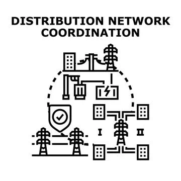 Electrical distribution network coordination and energy management concept Stock Illustration