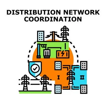 Electrical distribution network coordination and energy management concept Stock Illustration