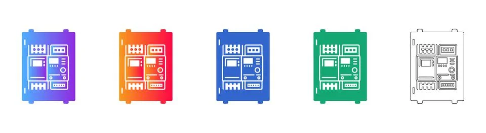 Electrical Distribution Panel Icons Stock Illustration