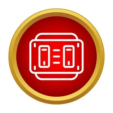 Electrical double switch control panel icon red circle Stock Illustration