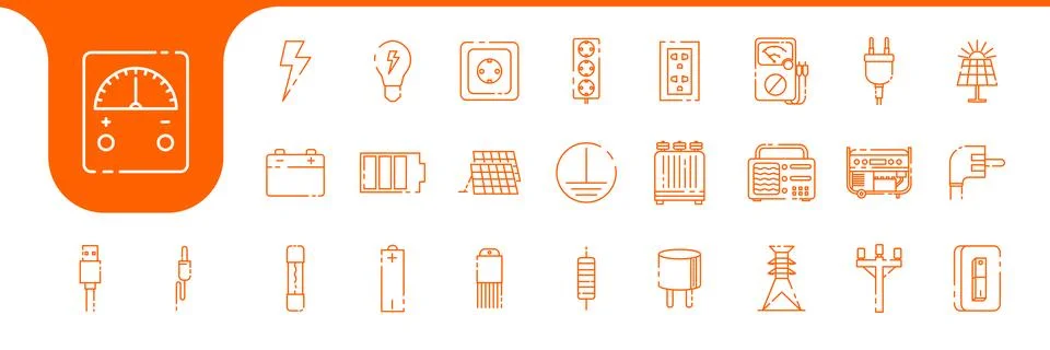 Electrical duty lines icon set collection design vector Stock Illustration