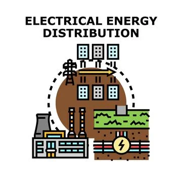 Electrical energy distribution system delivering power Illustrazione stock