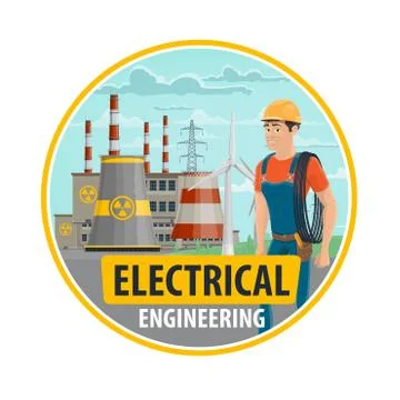 Electrical energy power engineering vector poster Stock Illustration