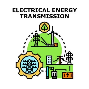 Electrical energy transmission process delivering power to consumer Stockillustratie