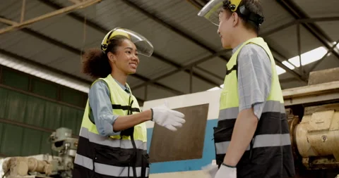 Electrical Engineer and Technician Discuss Training Industrial Factory. cooperat Stock Footage 168940585