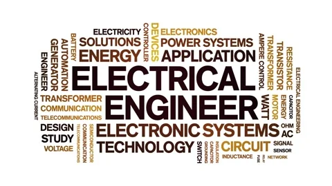 Electrical Engineer animated word cloud,animation tag kinetic typography loop. Stock Footage 314939190