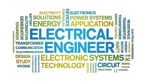 Electrical Engineer animated word cloud,animation tag kinetic typography loop. Stock Footage 314939219