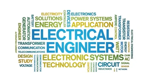 Electrical Engineer animated word cloud,animation tag kinetic typography loop. Stock Footage 314939239