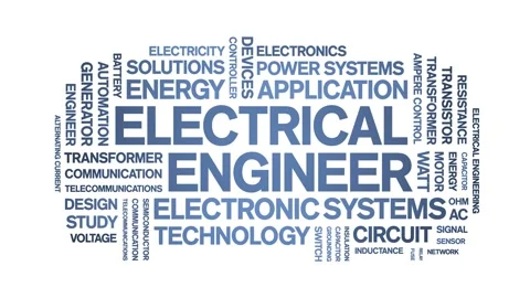 Electrical Engineer animated word cloud,animation tag kinetic typography loop. Stock Footage 314939288