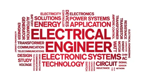 Electrical Engineer animated word cloud,animation tag kinetic typography loop. Stock Footage 314939350