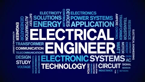 Electrical Engineer animated word cloud,animation tag kinetic typography loop. Stock Footage 314939535