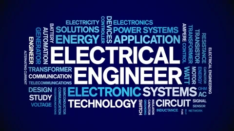 Electrical Engineer animated word cloud,animation tag kinetic typography loop. Stock Footage 314939574