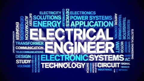 Electrical Engineer animated word cloud,animation tag kinetic typography loop. Stock Footage 314939586