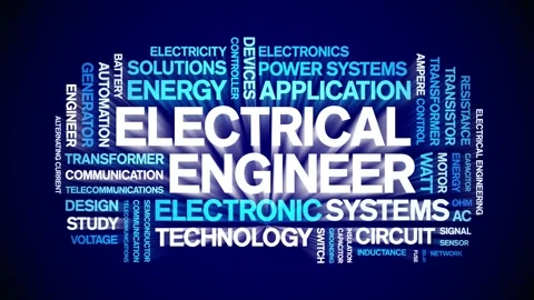 Electrical Engineer animated word cloud,animation tag kinetic typography loop. Stock Footage 314939598