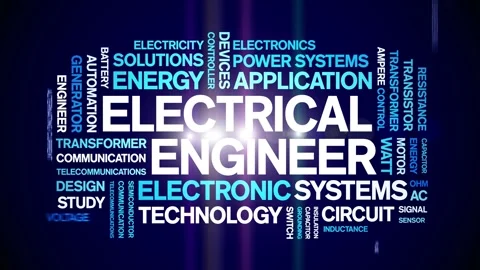 Electrical Engineer animated word cloud,animation tag kinetic typography loop. Stock Footage 314939627