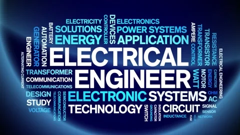 Electrical Engineer animated word cloud,animation tag kinetic typography loop. Stock Footage 314939677