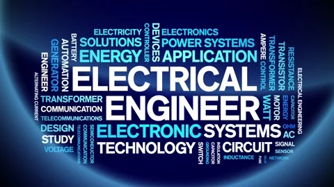 Electrical Engineer animated word cloud,animation tag kinetic typography loop. Stock Footage 314939733