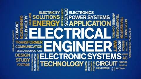 Electrical Engineer animated word cloud,animation tag kinetic typography loop. Stock Footage 314939945