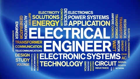 Electrical Engineer animated word cloud,animation tag kinetic typography loop. Stock Footage 314940150